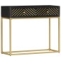 vidaXL Mesa consola madera maciza de mango negro y dorado 90x30x75cm vidaXL Mesa consola madera maciza de mango negro y dorado 90x30x75cm