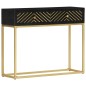 vidaXL Mesa consola madera maciza de mango negro y dorado 90x30x75cm vidaXL Mesa consola madera maciza de mango negro y dorado 90x30x75cm