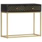 vidaXL Mesa consola madera maciza de mango negro y dorado 90x30x75cm vidaXL Mesa consola madera maciza de mango negro y dorado 90x30x75cm