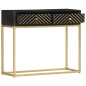 vidaXL Mesa consola madera maciza de mango negro y dorado 90x30x75cm vidaXL Mesa consola madera maciza de mango negro y dorado 90x30x75cm