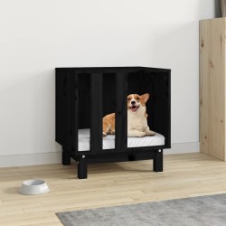 vidaXL Caseta para perros madera maciza de pino negro 50x40x52 cm
