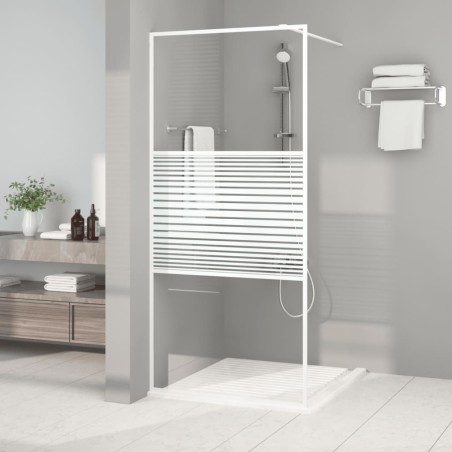 vidaXL Mampara de ducha vidrio ESG transparente blanco 90x195 cm