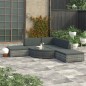 vidaXL Set de muebles de jardín 6 pzas y cojines ratán sintético gris vidaXL Set de muebles de jardín 6 pzas y cojines ratán sintético gris