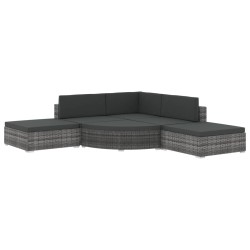 vidaXL Set de muebles de jardín 6 pzas y cojines ratán sintético gris