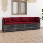 vidaXL Sofá de palets de jardín 4 plazas y cojines madera maciza pino vidaXL Sofá de palets de jardín 4 plazas y cojines madera maciza pino