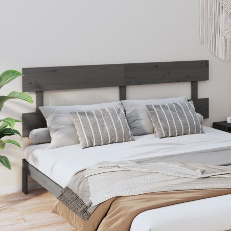 vidaXL Cabecero de cama madera maciza de pino gris 204x3x81 cm