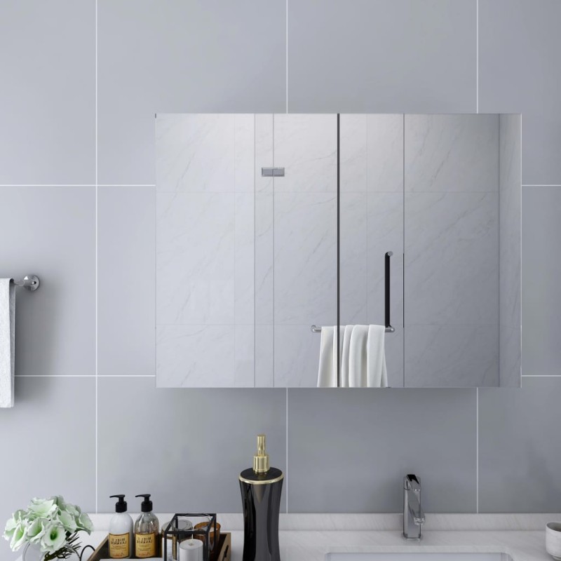 vidaXL Armario de baño con espejo MDF blanco 80x15x60 cm vidaXL Armario de baño con espejo MDF blanco 80x15x60 cm