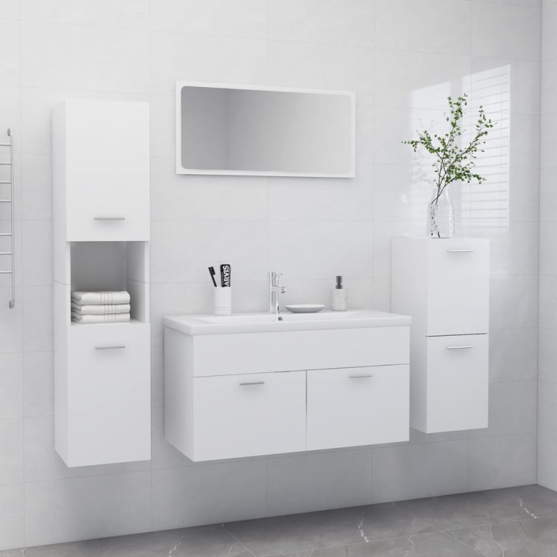 vidaXL Juego de muebles de baño madera de ingeniería blanco