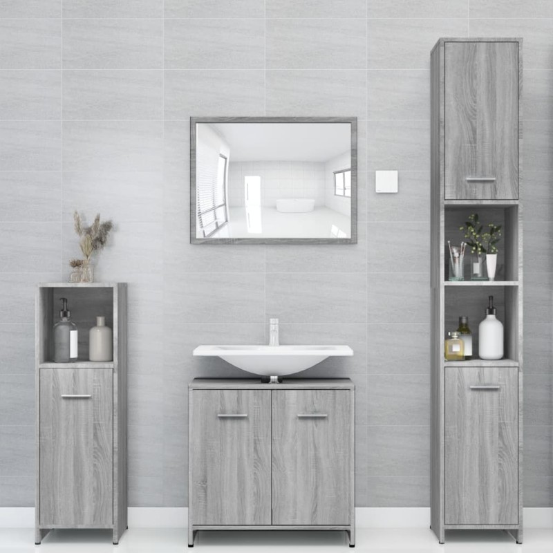 vidaXL Armario de baño madera contrachapada gris Sonoma 30x30x183,5 cm