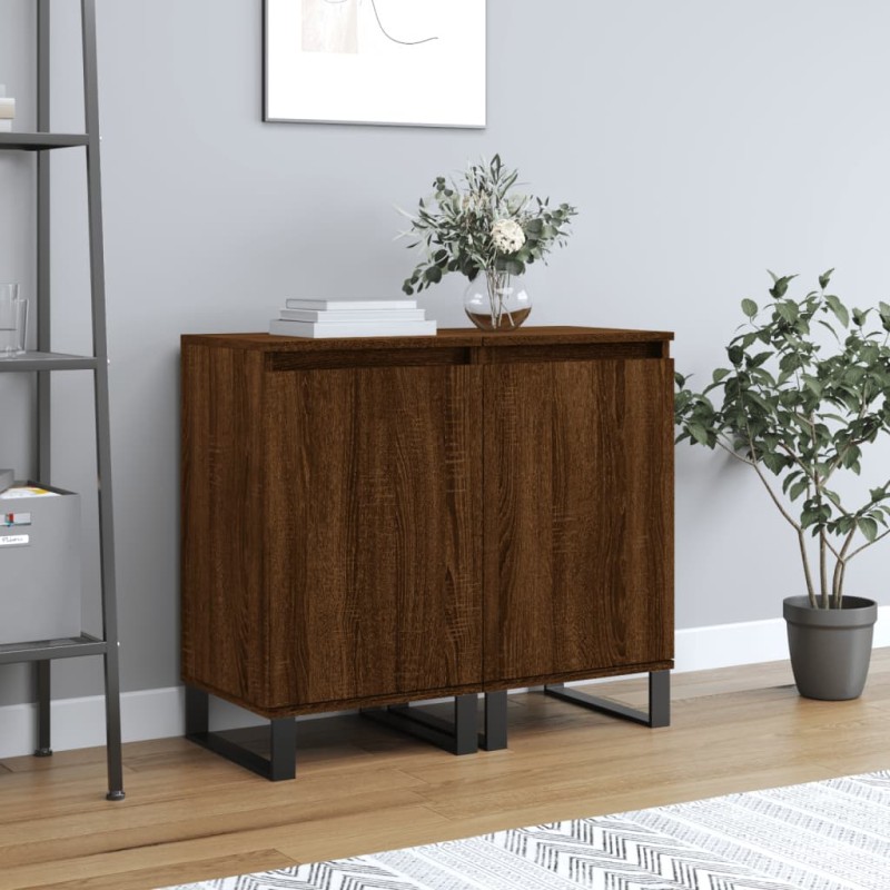 vidaXL Aparadores 2 uds madera de ingeniería marrón roble 40x35x70 cm