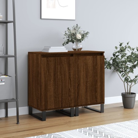 vidaXL Aparadores 2 uds madera de ingeniería marrón roble 40x35x70 cm