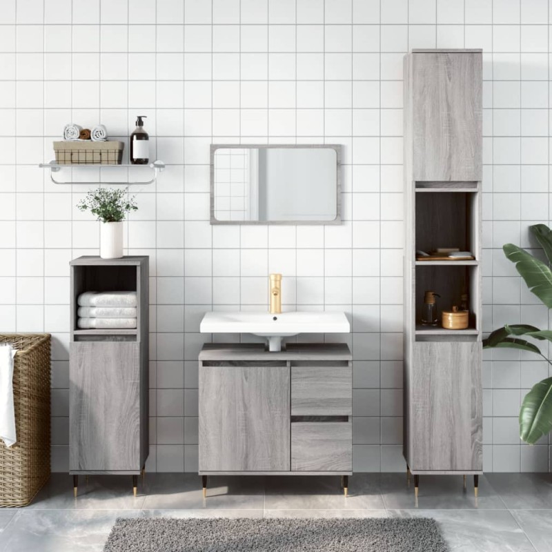 vidaXL Armario de baño madera contrachapada gris Sonoma 65x33x60 cm vidaXL Armario de baño madera contrachapada gris Sonoma 65x33x60 cm