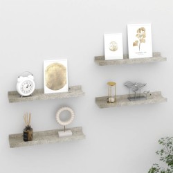 vidaXL Estantes de pared 4 unidades gris hormigón 40x9x3 cm
