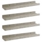 vidaXL Estantes de pared 4 unidades gris hormigón 40x9x3 cm