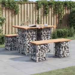 vidaXL Banco de jardín diseño gaviones madera maciza pino 100x70x72 cm