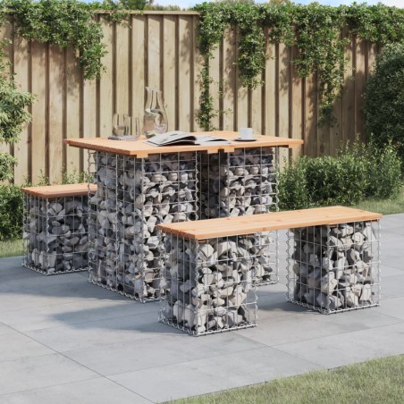 vidaXL Banco de jardín diseño gaviones madera maciza pino 100x70x72 cm