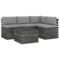vidaXL Muebles de palés de jardín 5 piezas cojines madera maciza pino vidaXL Muebles de palés de jardín 5 piezas cojines madera maciza pino