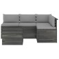 vidaXL Muebles de palés de jardín 5 piezas cojines madera maciza pino vidaXL Muebles de palés de jardín 5 piezas cojines madera maciza pino