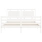 vidaXL Estructura de cama matrimonio con cabecero madera maciza blanco vidaXL Estructura de cama matrimonio con cabecero madera maciza blanco