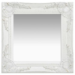 vidaXL Espejo de pared estilo barroco blanco 40x40 cm