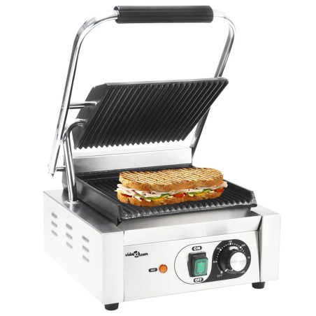 vidaXL Grill parrilla estriada de acero inoxidable 1800 W 31x30,5x20cm
