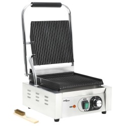 vidaXL Grill parrilla estriada de acero inoxidable 1800 W 31x30,5x20cm