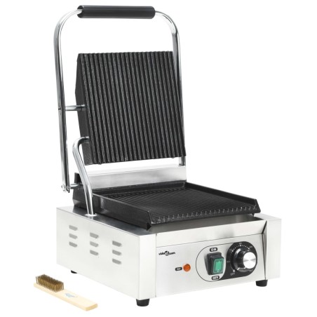 vidaXL Grill parrilla estriada de acero inoxidable 1800 W 31x30,5x20cm