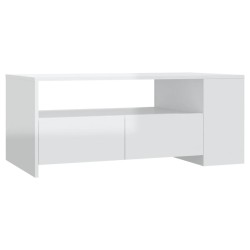 vidaXL Mesa de centro madera de ingeniería blanco brillo 102x55x42 cm
