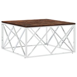 vidaXL Mesa de centro acero inoxidable y madera maciza reciclada