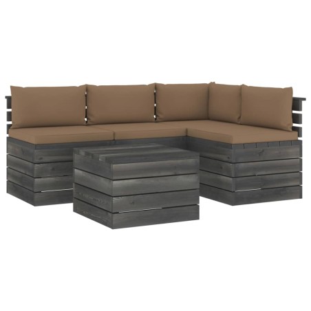 vidaXL Muebles de palés de jardín 5 piezas cojines madera maciza pino