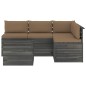 vidaXL Muebles de palés de jardín 5 piezas cojines madera maciza pino vidaXL Muebles de palés de jardín 5 piezas cojines madera maciza pino