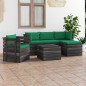 vidaXL Muebles de jardín de palets 6 piezas cojines madera maciza pino