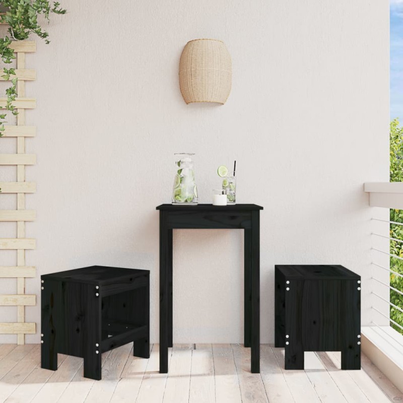 vidaXL Taburetes de jardín 2 uds madera maciza pino negro 40x36x45 cm vidaXL Taburetes de jardín 2 uds madera maciza pino negro 40x36x45 cm
