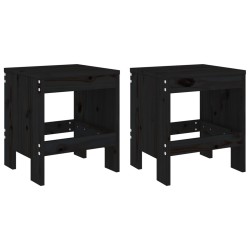 vidaXL Taburetes de jardín 2 uds madera maciza pino negro 40x36x45 cm