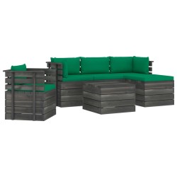 vidaXL Muebles de jardín de palets 6 piezas cojines madera maciza pino