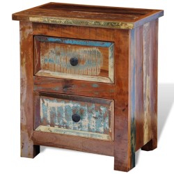 vidaXL Mesita de noche con 2 cajones de madera maciza reciclada 