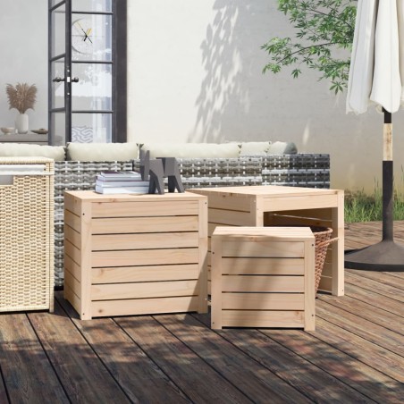 vidaXL Set de cajas de jardín 3 piezas madera maciza de pino