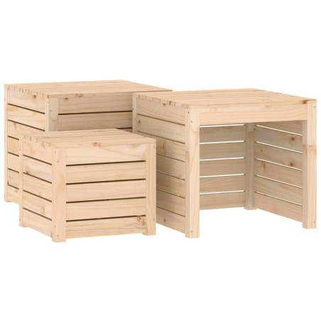 vidaXL Set de cajas de jardín 3 piezas madera maciza de pino