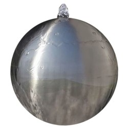 vidaXL Fuente cascada esfera con LEDs de jardín acero inoxidable 30 cm