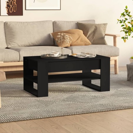 vidaXL Mesa de centro madera contrachapada negro 102x55x45 cm