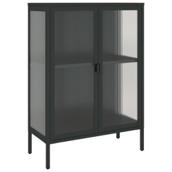 vidaXL Aparador alto vidrio y acero negro 75x35x105 cm