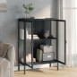vidaXL Aparador alto vidrio y acero negro 75x35x105 cm vidaXL Aparador alto vidrio y acero negro 75x35x105 cm