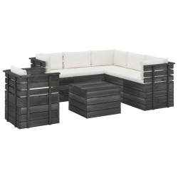 vidaXL Muebles de palets de jardín 7 piezas cojines madera maciza pino