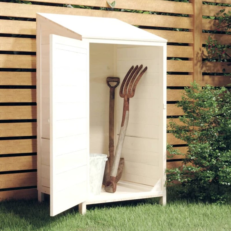 vidaXL Cobertizo de jardín madera de abeto maciza blanco 55x52x112 cm vidaXL Cobertizo de jardín madera de abeto maciza blanco 55x52x112 cm