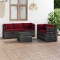 vidaXL Muebles de palets de jardín 6 piezas cojines madera maciza pino vidaXL Muebles de palets de jardín 6 piezas cojines madera maciza pino