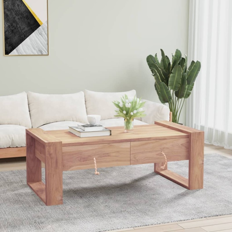 vidaXL Mesa de centro de madera maciza de teca 110x60x40 cm vidaXL Mesa de centro de madera maciza de teca 110x60x40 cm
