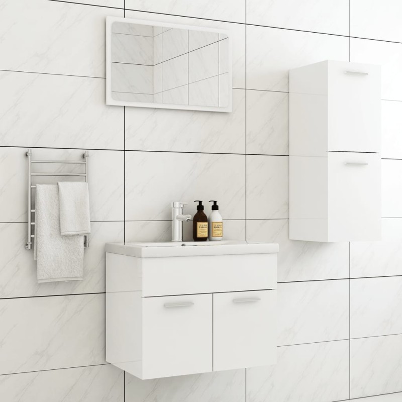 vidaXL Juego de muebles de baño madera de ingeniería blanco brillo