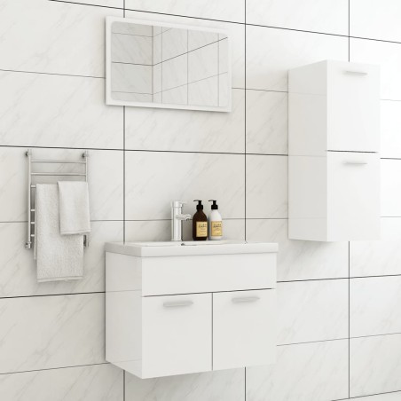 vidaXL Juego de muebles de baño madera de ingeniería blanco brillo