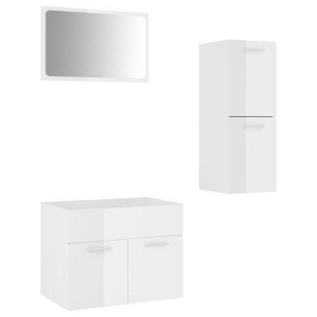 vidaXL Juego de muebles de baño madera de ingeniería blanco brillo