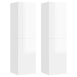 vidaXL Mueble TV 2 uds contrachapada blanco brillante 30,5x30x110 cm